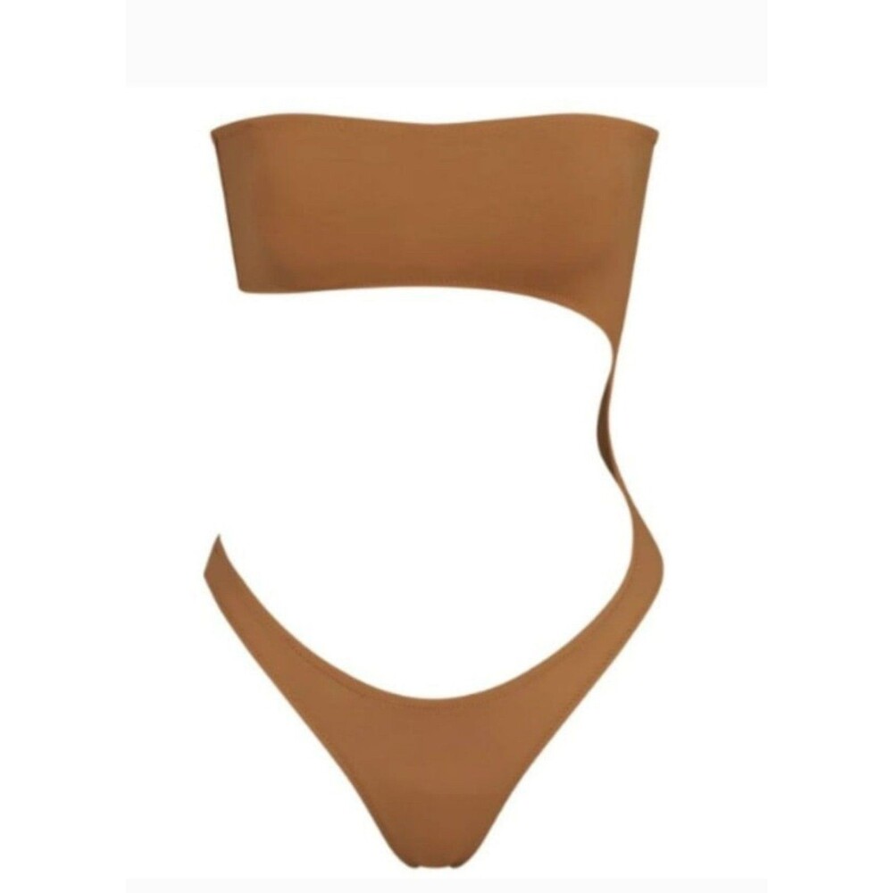Skims Signature Swim Strapless Monokini Almond XL